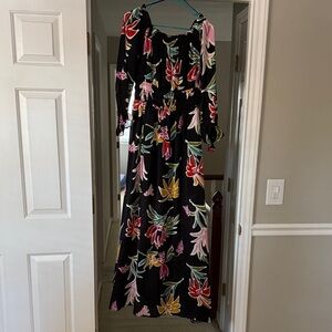 Eesome Black Floral Long Sleeve Dress